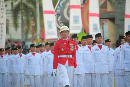 Dandim 0723 Klaten Pimpin Upacara Penurunan Bendera Merah Putih Dalam Rangka HUT Ke 78 RI