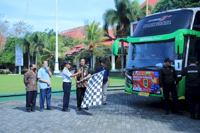 Wabup Klaten Lepas 10 Armada Bus Mudik Gratis Bagi Warga Klaten