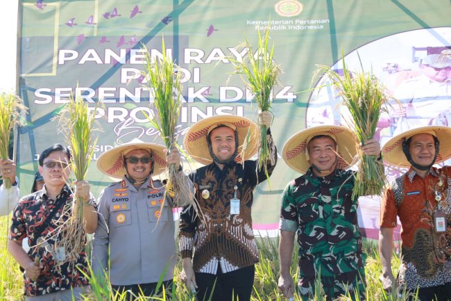Wabup Klaten Ikuti Panen Padi Serentak 14 Provinsi di Indonesia Secara Daring