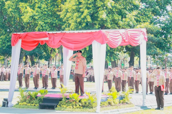 Pimpin Upacara Hari Pramuka ke 64, Mas Hamenang: Teladani Nilai-Nilai Tri Satya dan Dasa Dharma Pramuka