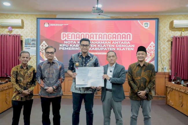 KPU dan Pemkab Klaten Tandatangani Nota Kesepahaman untuk Penguatan Kualitas Demokrasi