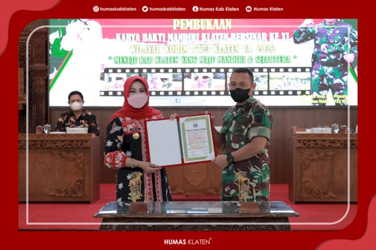 Bersama Dandim 0723 Klaten, Bupati Klaten Membuka Program Karya Bakti Mandiri Klaten Bersinar Ke XI