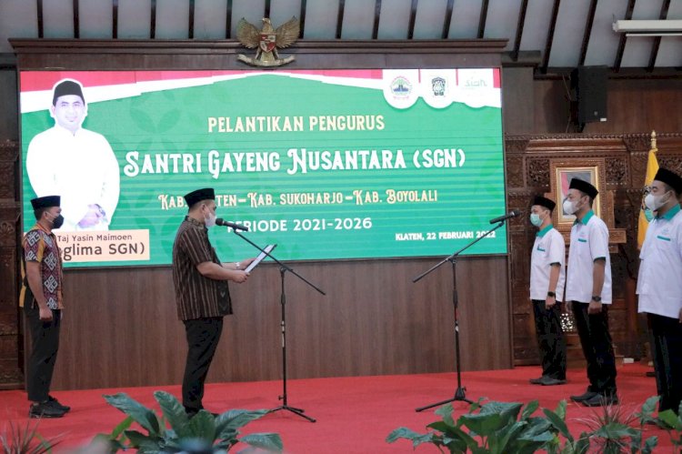 Wagub Jateng Lantik dan Kukuhkan Pengurus Santri Gayeng Nusantara Klaten