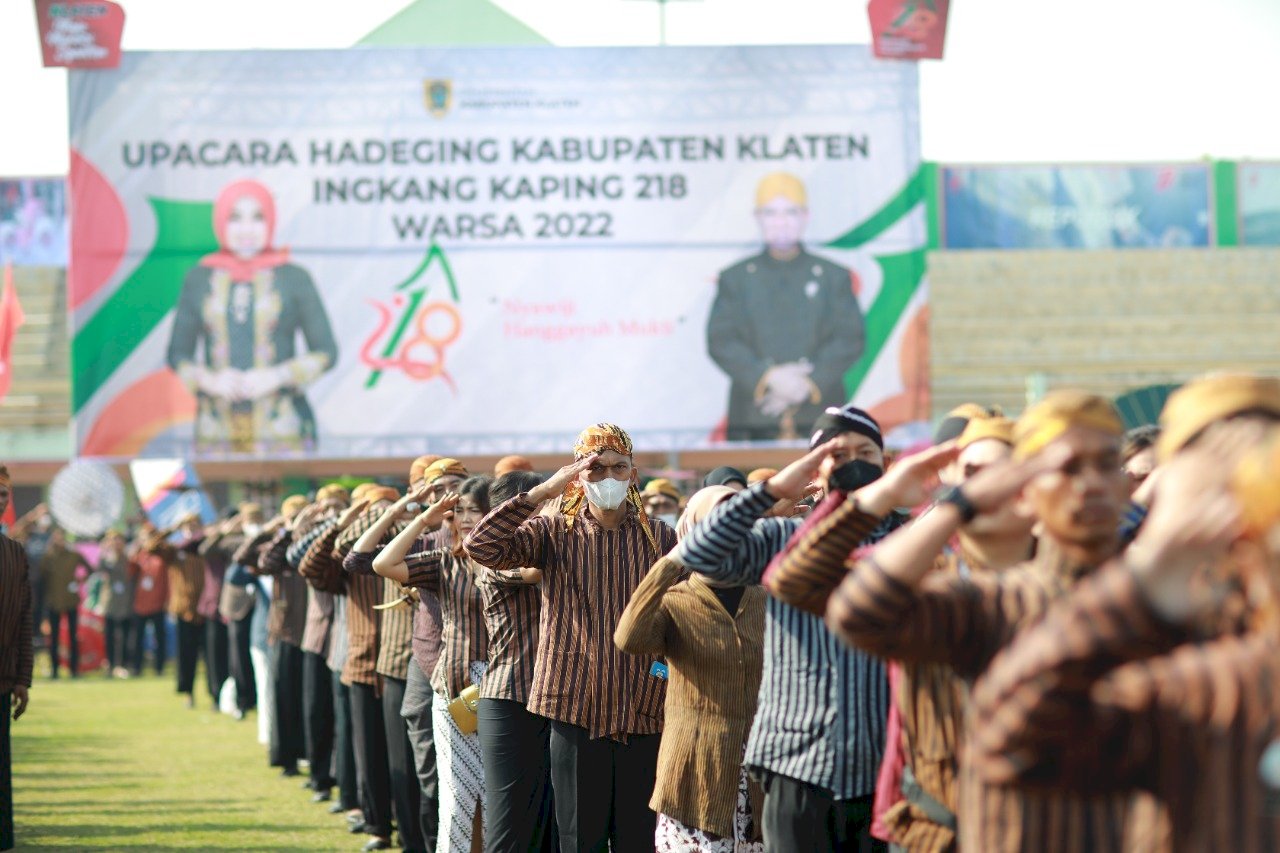 Pimpin Upacara Hari Jadi Ke 218, Bupati Klaten Sampaikan Terima Kasih Kepada Seluruh Pihak Yang Membantu Penanganan Covid-19 