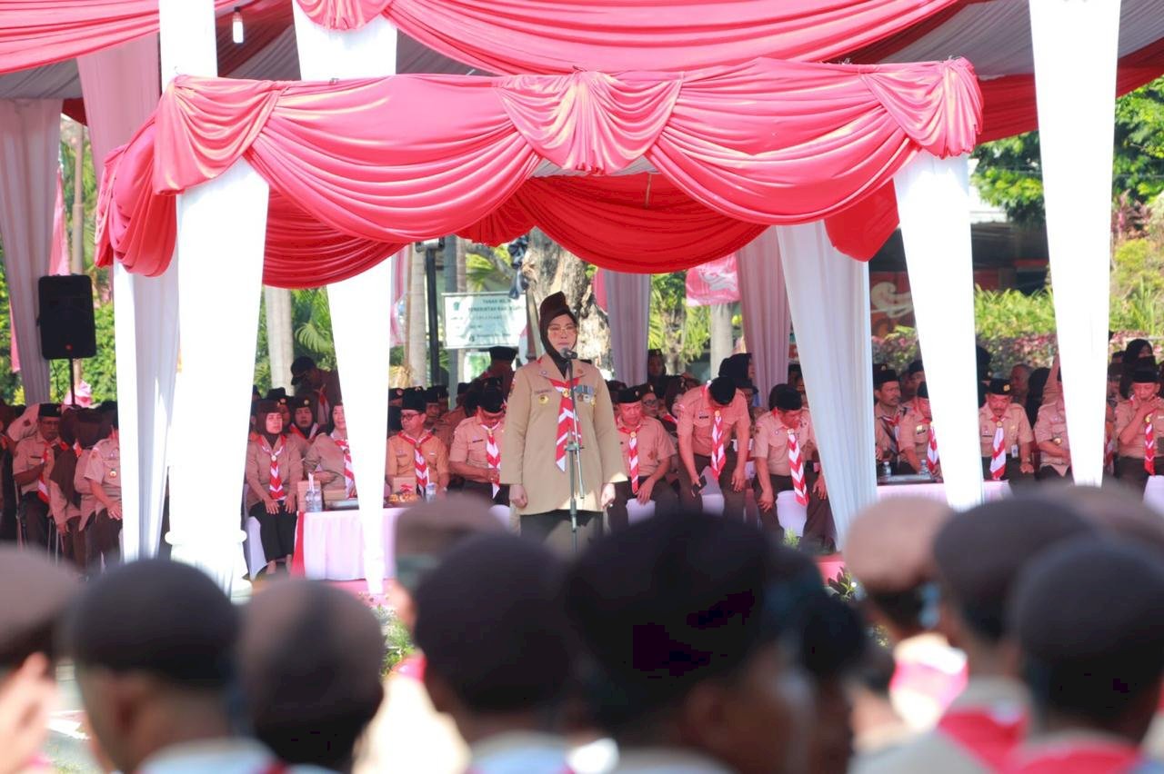 Bupati Sri Mulyani Pimpin Upacara Hari Pramuka Ke-63 Tingkat Kabupaten Klaten